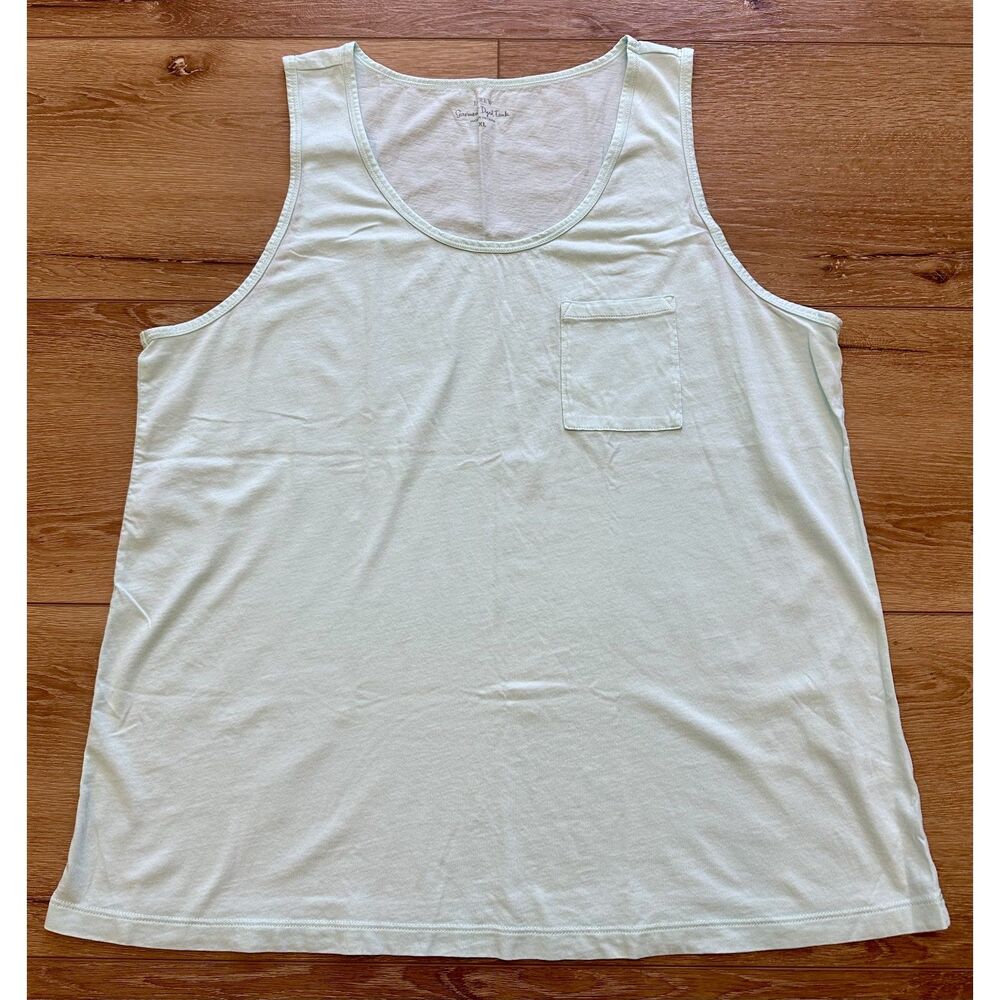 Women's J. Crew Garment Dyed Pocket Tank Top Size XL Aqua Blue EUC!